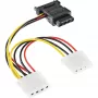 SATA toitekaabel SATA emane / 3x 4pin Molex isane 0,15 m InLine 29679