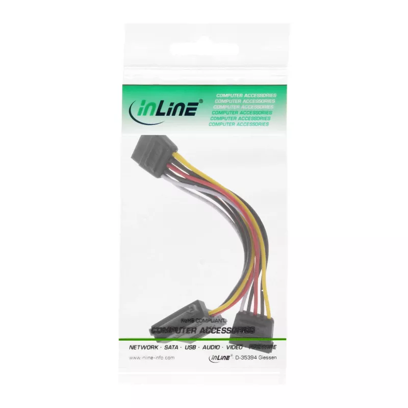InLine sisemine SATA toitekaabel SATA isane / emane kuni 2x SATA isane 0,15 m
