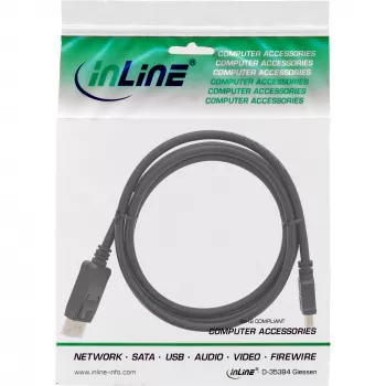 InLine DisplayPort–HDMI muundurkaabel, must, 7,5 m