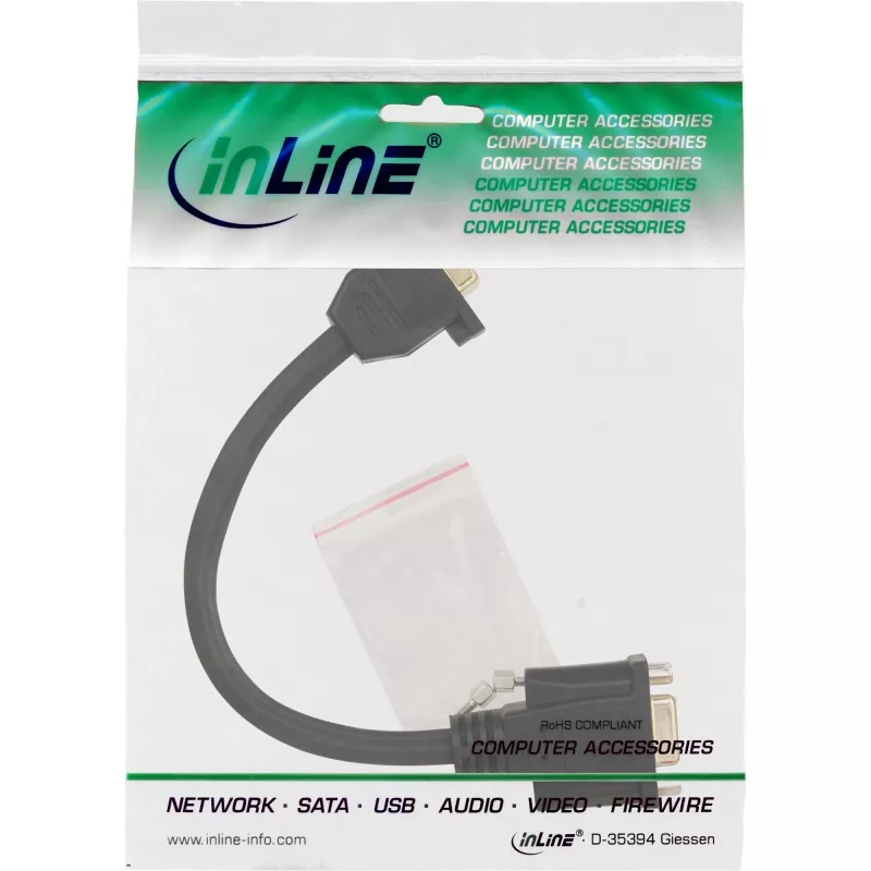 InLine VGA-adapterkaabel, 15-kontaktiline VGA emane/emane, 0,2 m