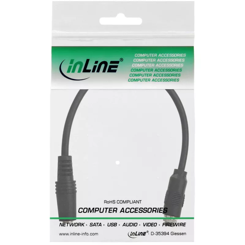 InLine heliadapteri kaabel, 3,5 mm stereosisend-pesa pesasse, ühe keermega, 0,2 m