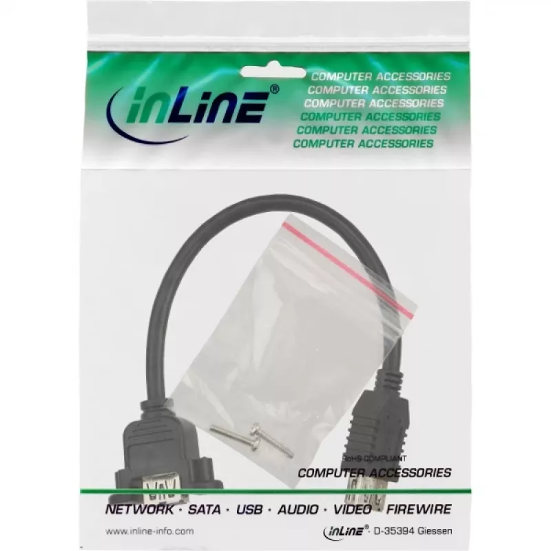 InLine USB 3.0 adapterkaabel, A-pistikupesa emane / šassiipistik A-tüüpi, 0,20 m