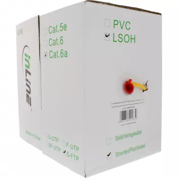 InLine plaasterkaabel S/FTP PiMF Cat.6A halogeenivaba 500MHz kollane 100m
