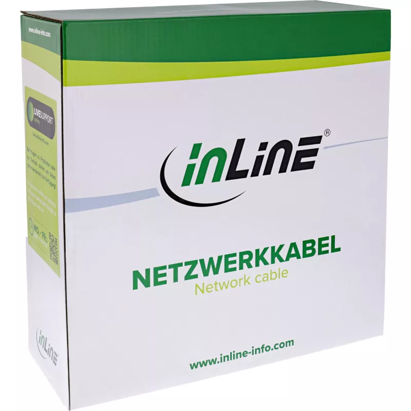 InLine patch-kaabel S/FTP PiMF Cat.6A halogeenivaba 500 MHz valge 100 m