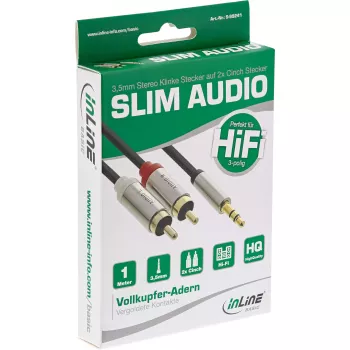 Helikaabel 3,5 mm M kuni 2x RCA M InLine Basic õhuke S-99241