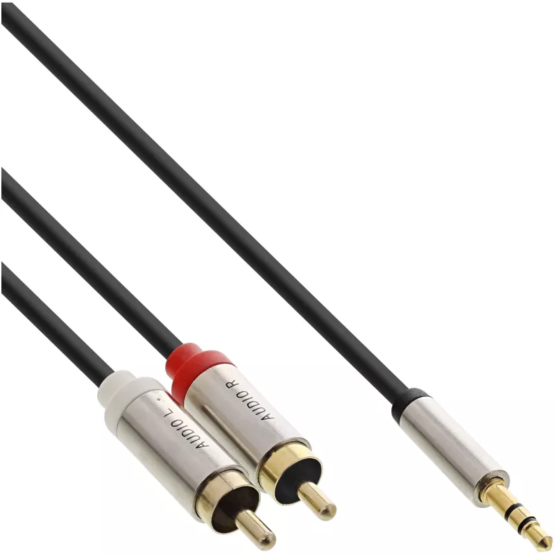 Helikaabel 3,5 mm M kuni 2x RCA M InLine Basic õhuke S-99241