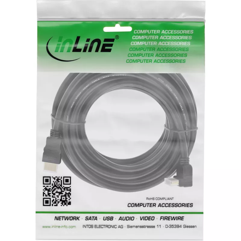 InLine kiire HDMI-kaabel Ethernetiga, nurga all, 10m