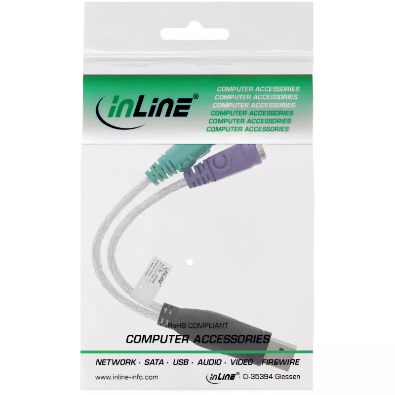 InLine USB–PS/2 muundur, USB-tüüp A-pistik / 2x PS/2 emane