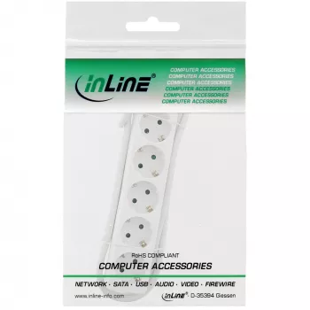 InLine pistikupesa riba, 5-kohaline maanduskontakt CEE 7/3, valge, 1,5 m