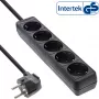 InLine pistikupesade riba, 5-poolne maanduskontaktiga CEE 7/3, must, 1,5 m
