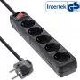InLine pistikupesa riba, 5-kohaline maanduskontaktiga CEE 7/3, must, 1,5 m