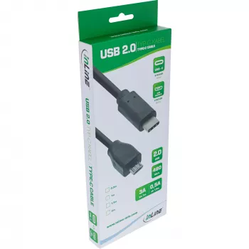 InLine USB 2.0 kaabel, USB-C isane / Micro-B-pistik, must, 1 m