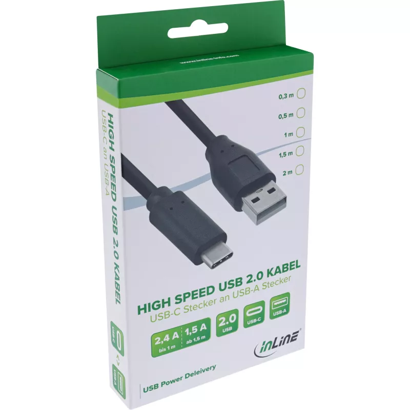 USB 2.0 kaabel InLine 35732 USB-C isane USB-A-pistik must 2m