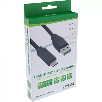USB 2.0 kaabel InLine 35734 USB-C isane USB-A-pistik must 1.5m