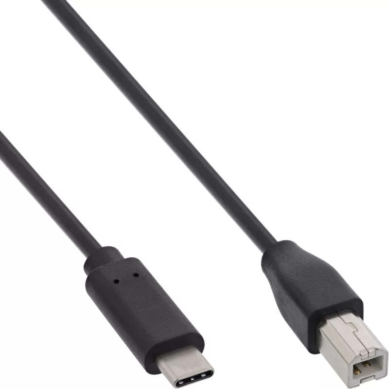 InLine USB 2.0 kaabel, USB-C isane / USB-B-pistik, must, 3 m
