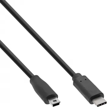 InLine USB 2.0 kaabel, USB-C isane / mini-B-pistik (5pin), must, 3m