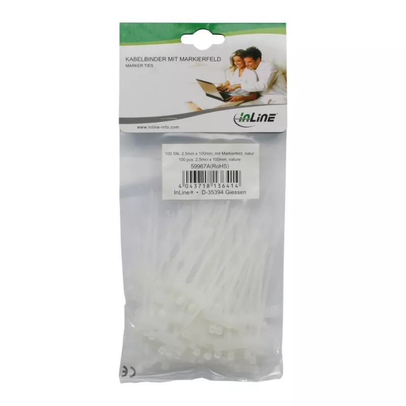 InLine kaabel Strap 100x2.5mm märgistusväljaga 8x24mm 100 tk