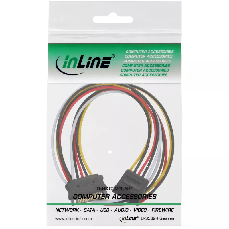 SATA toitepliku pikenduskaabel isane/emane 0,50 m InLine 29651B
