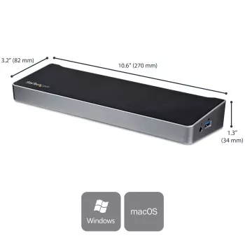 StarTech.com 4K USB-C Dock , Triple UHD 4K Monitor Docking Station, Mac & Windows, USB C to HDMI & DisplayPort, 60W Power Delivery, 5x USB 5Gbps Hub - TAA