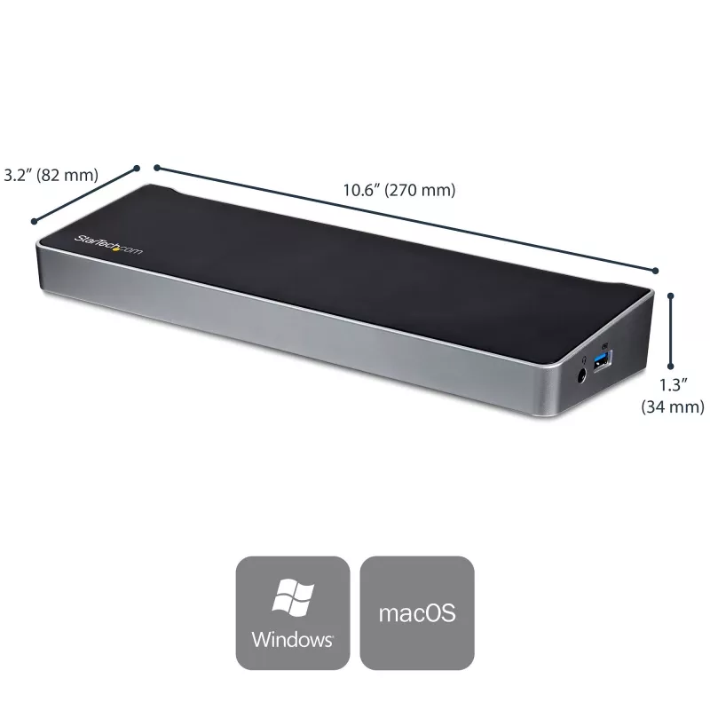 StarTech.com 4K USB-C Dock , Triple UHD 4K Monitor Docking Station, Mac & Windows, USB C to HDMI & DisplayPort, 60W Power Delivery, 5x USB 5Gbps Hub - TAA