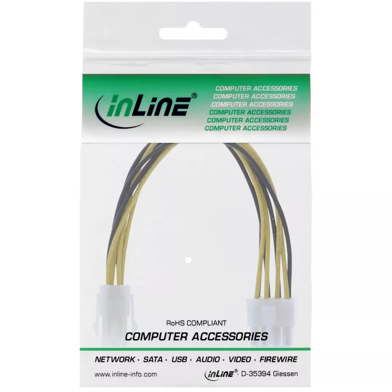 InLine emaplaadi toiteadapter 12V ATX1.3 4pin pistik / ATX2.0 8 pin pistik