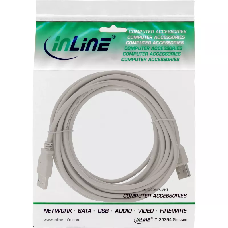 USB 2.0 kaabel Type A-pistik / isane beež 5m InLine 34350H