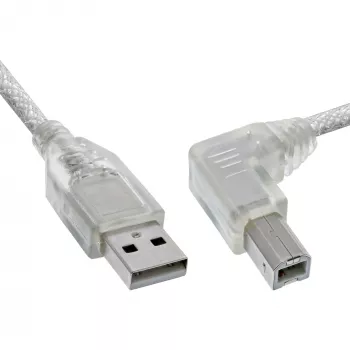 InLine USB 2.0 kaabel, täisnurkne, A-tüüpi isane / B-tüüpi isane, läbipaistev, 2 m