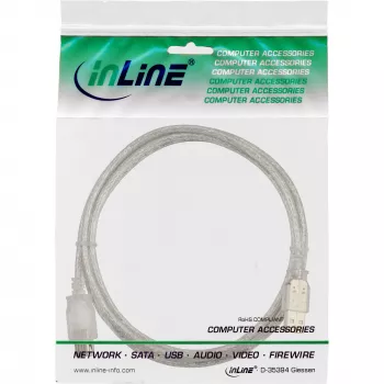 USB 2.0 pikenduskaabel tüüp A M/F InLine 34605 5m läbipaistev