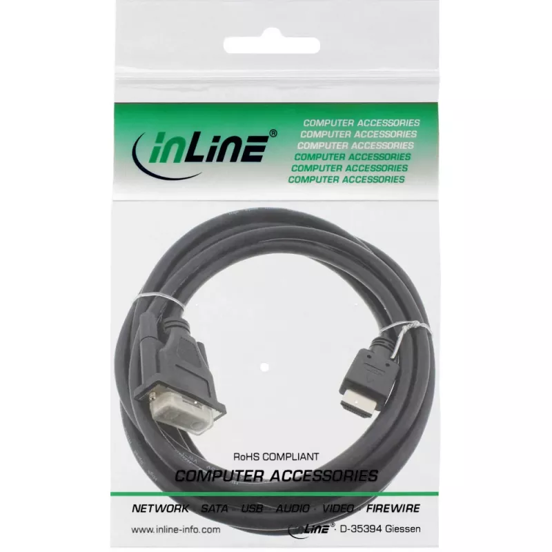 InLine HDMI-DVI kaabel HDMI isane / DVI isane 18+1 must 3 m