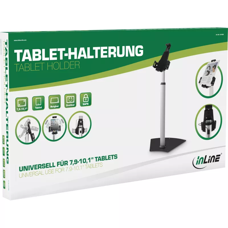InLine tahvelarvuti hoidik alumiiniumist lukustatav universaalne kasutus 7.9 tolli - 10.1 tolli