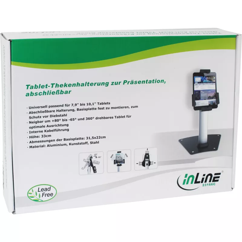 InLine tahvelarvuti letialus, alumiiniumist, lukustatav, universaalne, 7,9–10,1 tolli