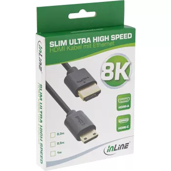 InLine õhuke ülikiire HDMI-kaabel AM/CM 8K4K kullatud must 0,5 m
