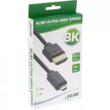 InLine õhuke ülikiire HDMI kaabel AM/DM 8K4K kullatud must 1,5m