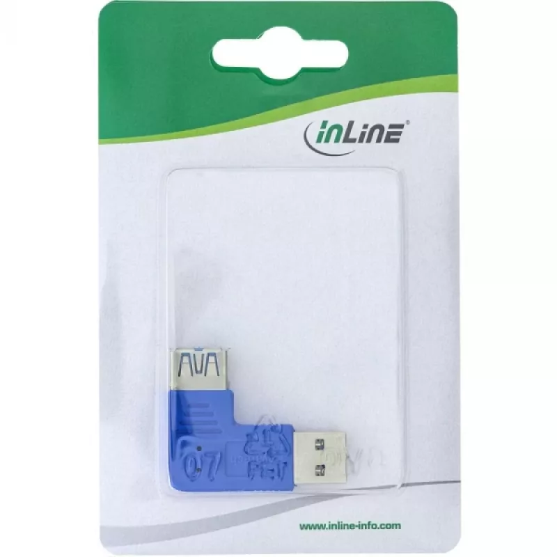 USB 3.0 adapter tüüp A-pistik / A-pesa vasaknurga all 90° InLine 35300M