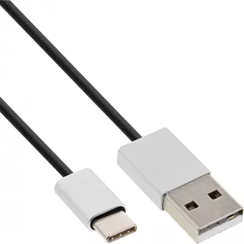 InLine USB 2.0 kaabel, USB-C isane / USB-A-pistik, must/alumiinium, painduv, 2m