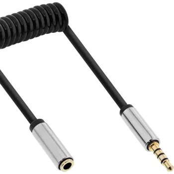 InLine õhuke Audio spiraalkaabel 3,5 mm isane/emane, 4-kontaktiline, stereo, 2 m