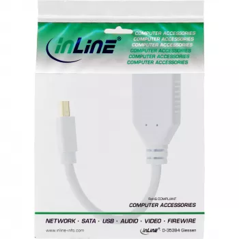 InLine Mini DisplayPort isane DisplayPort emasele kaabel, 4K2K, valge, 0,15 m
