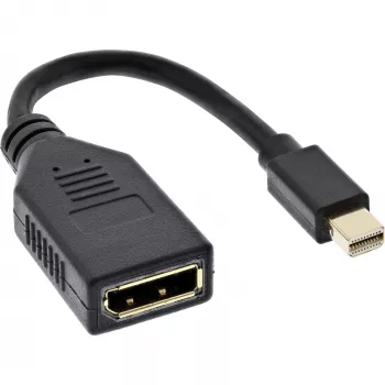 InLine adapterkaabel Mini DP isane – DisplayPort emane, 4K2K, must, 0,15 m