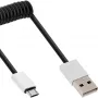 InLine Micro-USB 2.0 spiraalkaabel, tüüp A/Micro-B M/M, must/alu, painduv 3 m