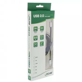 InLine USB 2.0 kaabel, USB-C isane / Micro-B-pistik, must/alu, paindlik, 1,5 m