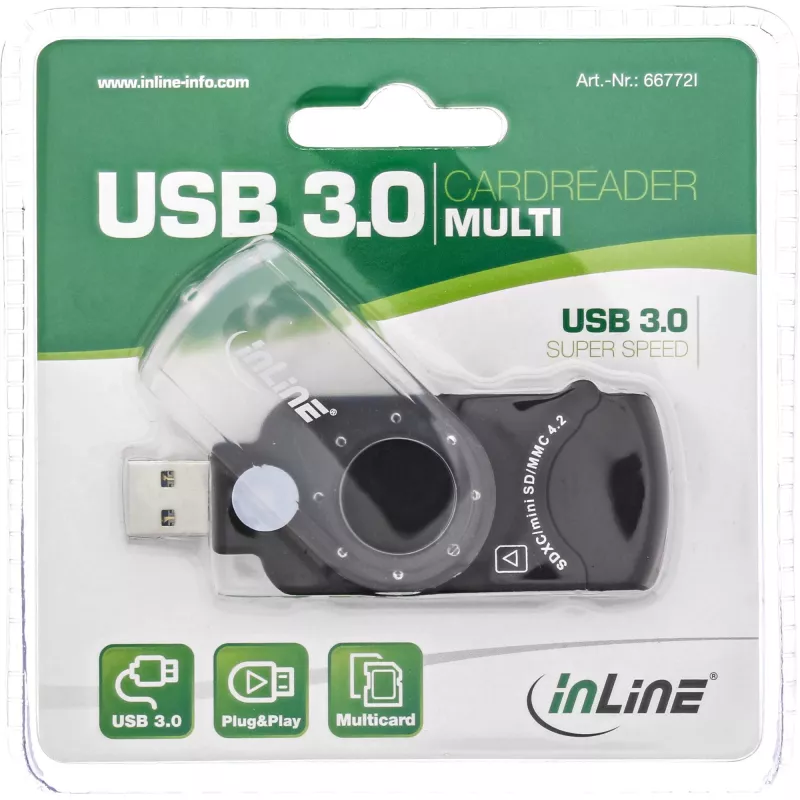 InLine Mobiilne kaardilugeja USB 3.0, SD/SDHC/SDXC, microSD jaoks