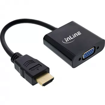 InLine konverterkaabel HDMI-VGA-le koos heliga, aktiivne videokonverter, must