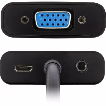 InLine konverterkaabel HDMI-VGA-le koos heliga, aktiivne videokonverter, must
