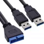 InLine USB 3.0 Premium adapterkaabel 2x USB A-pistik / emaplaadi päis, 0.40m