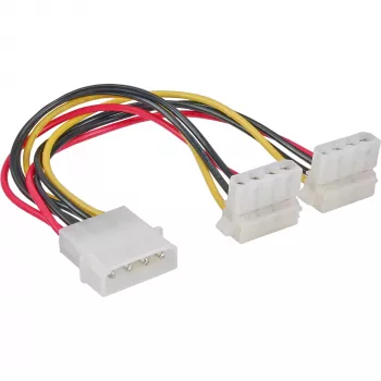 InLine sisemine toite Y-kaabel 1x 4pin Molex / 2x 4pin Molex nurga all 0.15m
