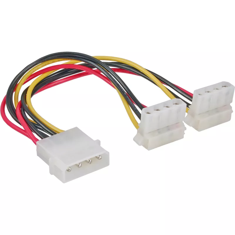 InLine sisemine toite Y-kaabel 1x 4pin Molex / 2x 4pin Molex nurga all 0.15m