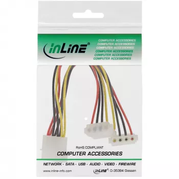 InLine sisemine toite Y-kaabel 1x 4pin Molex / 2x 4pin Molex nurga all 0.15m