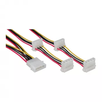 Internal Power kaabel InLine 29654A 1x 4pin Molex / 4x 4pin Molex 1m