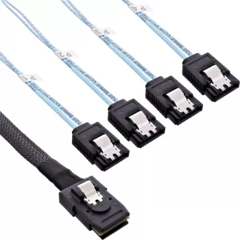 InLine SAS-ühenduskaabel Mini SAS SFF8087 4x SATA-le, crossover OCF, 1m
