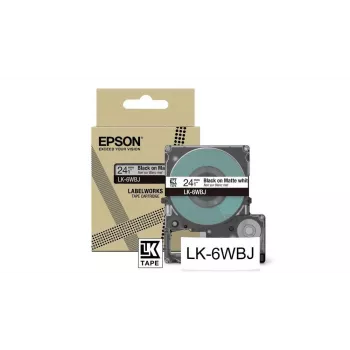 Label Printer Tape Epson LK-6WBJ Must Valge Thermal Transfer 2.4 cm